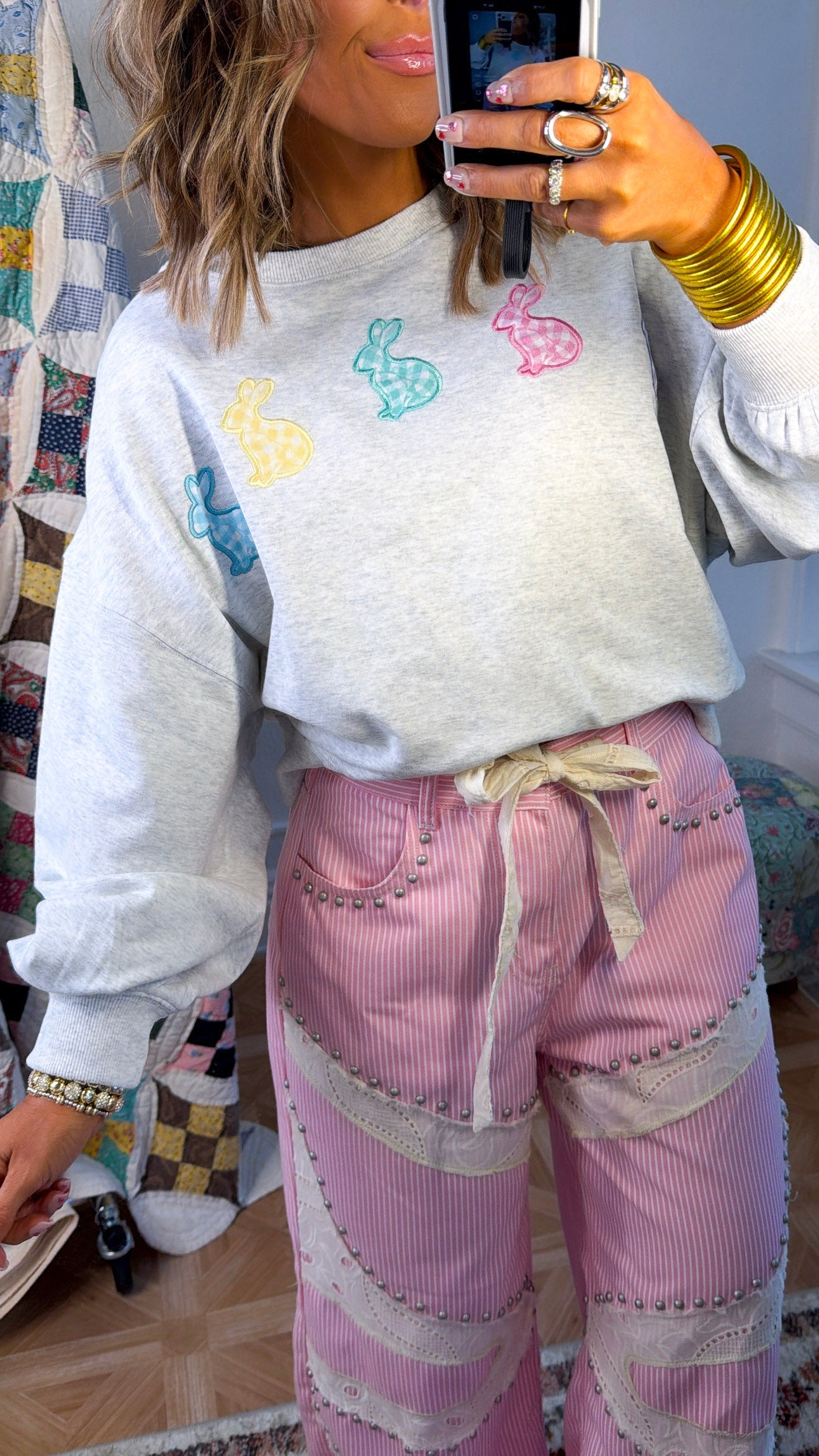 Bunny Trail Crewneck, Heather Grey