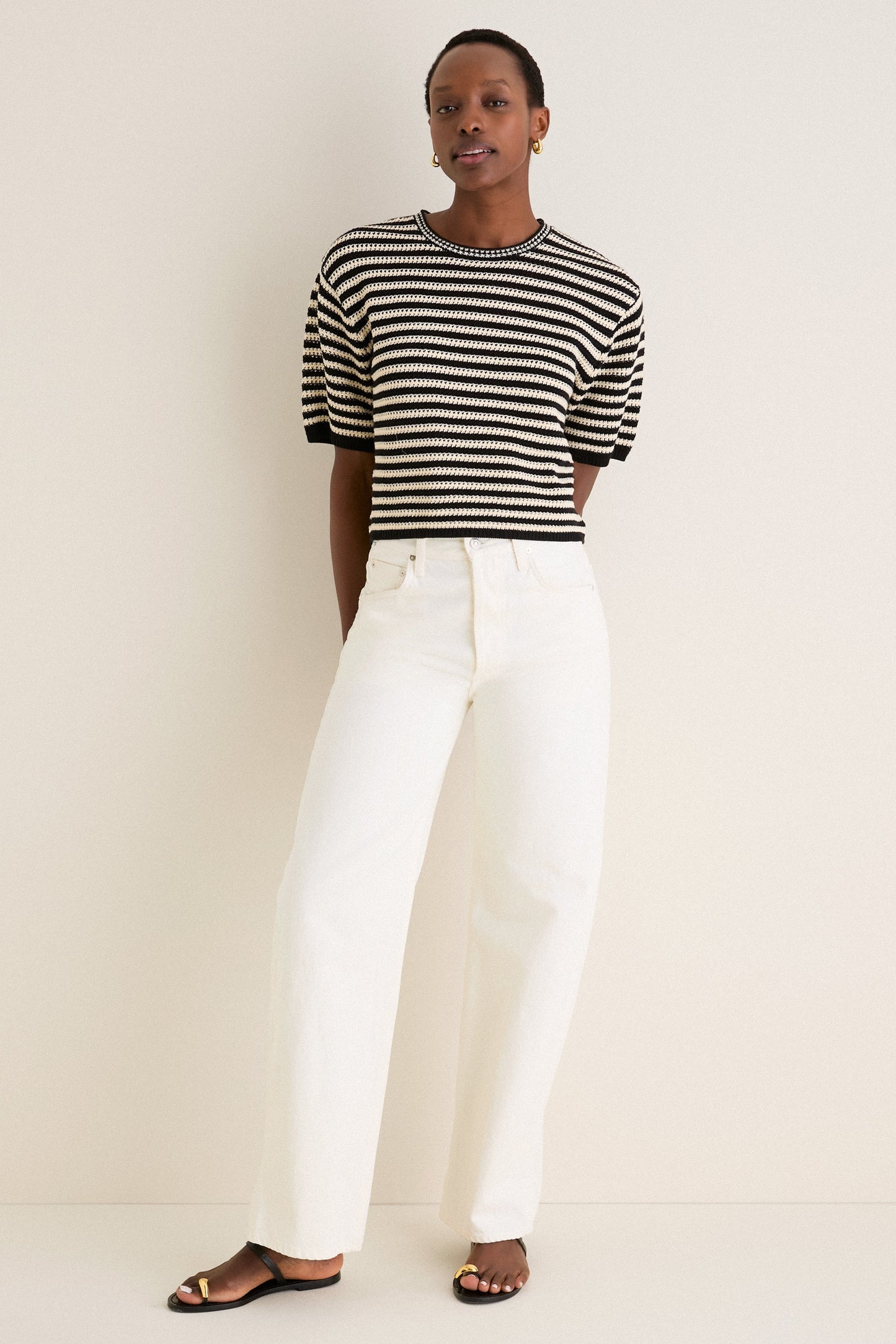 Black and Ivory Stripe Theo Sweater