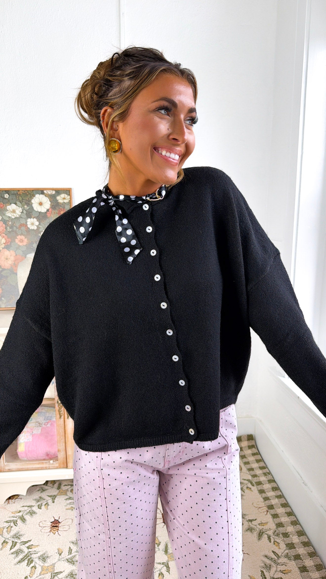 Penelope Knit Cardigan, Black