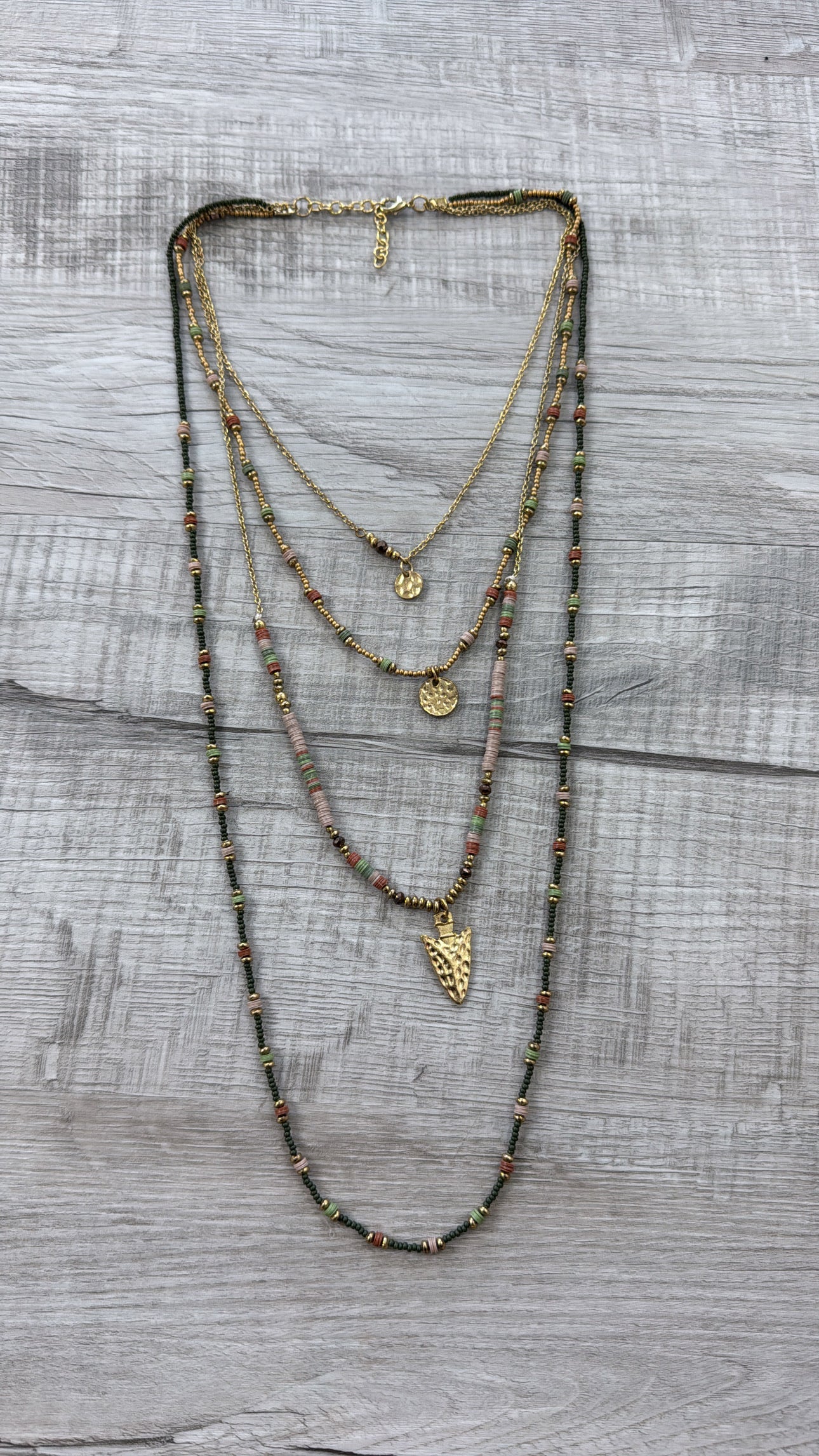 Galvin Layered Necklace, Olive