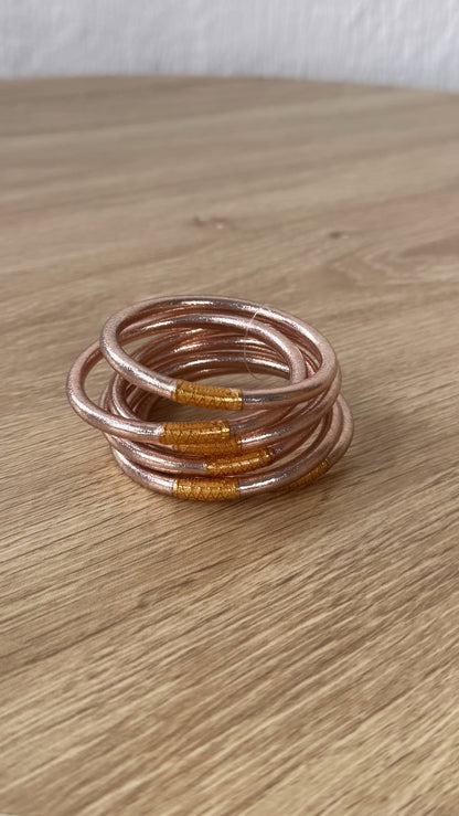 BuDhaGirl: Rose Gold All Weather Bangle (Set of 6)- Serenity Prayer