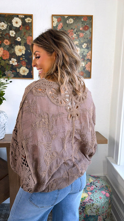 Driftwood Crochet Top, Powder Cocoa