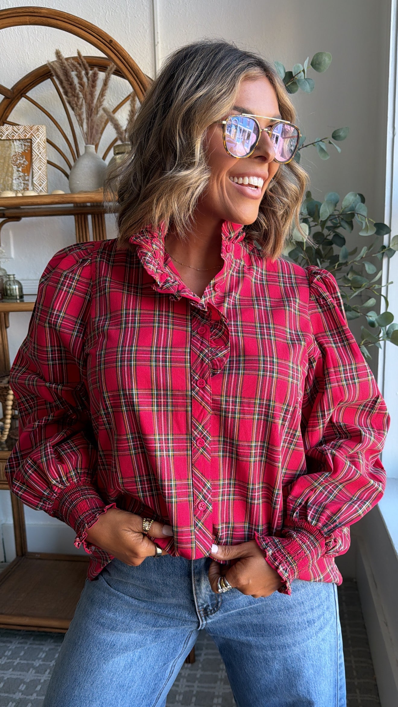 Cindy Lou Blouse, Red