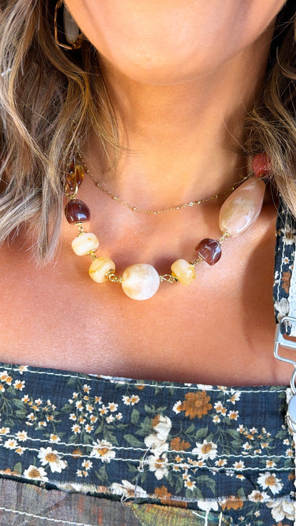 Multi Gemstone Necklace, Brown