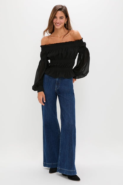 Black Georgette Adeline Top