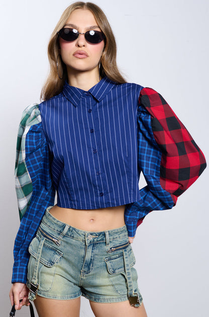ALL DIFFERENT DIRECTIONS BUTTON UP BLOUSE