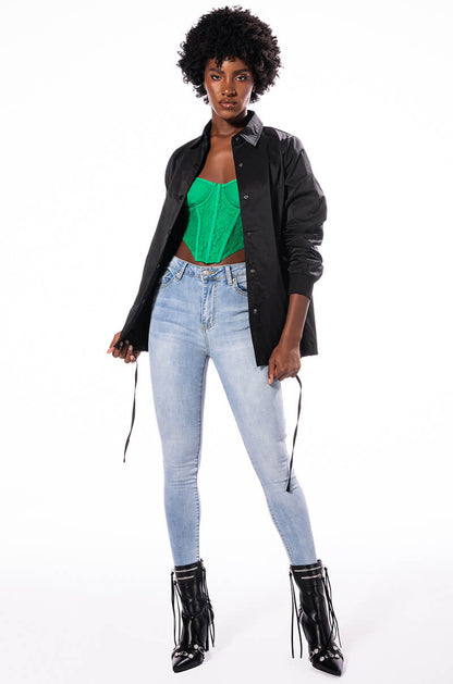 ALL OVER BACK LACE SKINNY JEANS