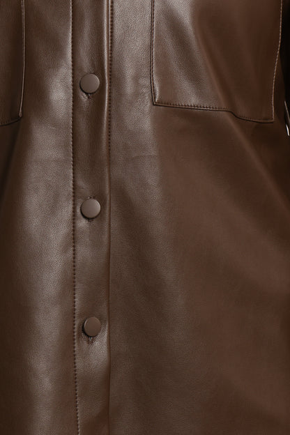 Trevira Faux Leather Shirt - Brown
