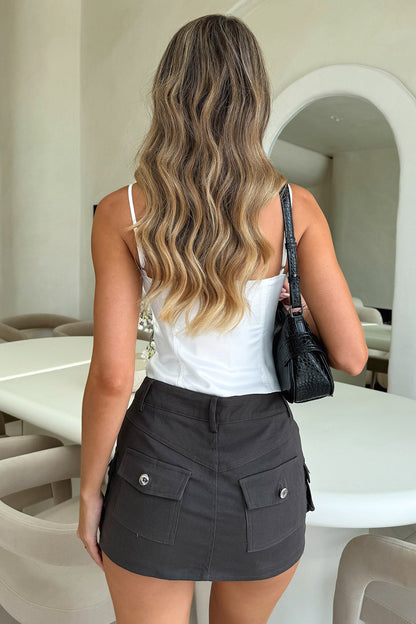 Carmen Cargo Mini Skort - Charcoal