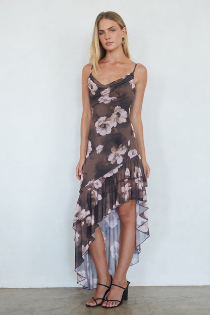 Stormi Mesh Floral Midi Dress